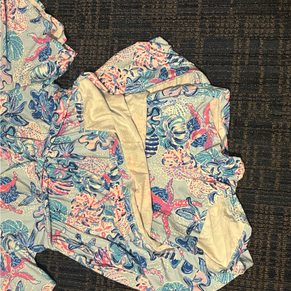 Lilly Pulitzer Blue and Pink Floral romper - Picture 2 of 5